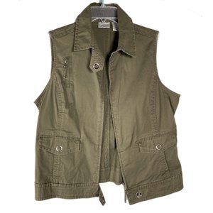 Chico's Army Green Zip Vest Size 2 / US 12